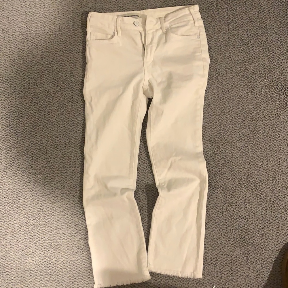 Ankle length white jeans